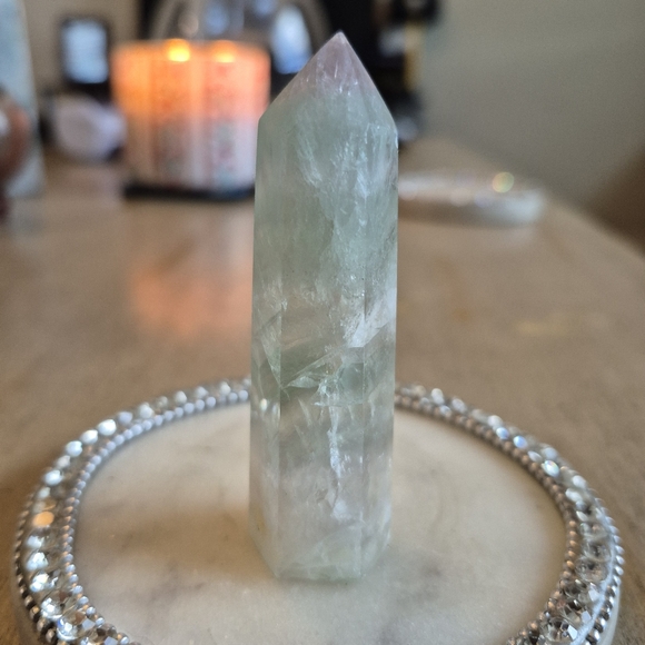 None Other - Natural Fluorite Crystal Point Obelisk Tower #D